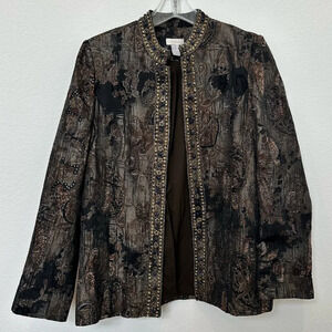 Chico's Nehru Paisley Blazer with bead and sequin detail Size 1 (M/8)